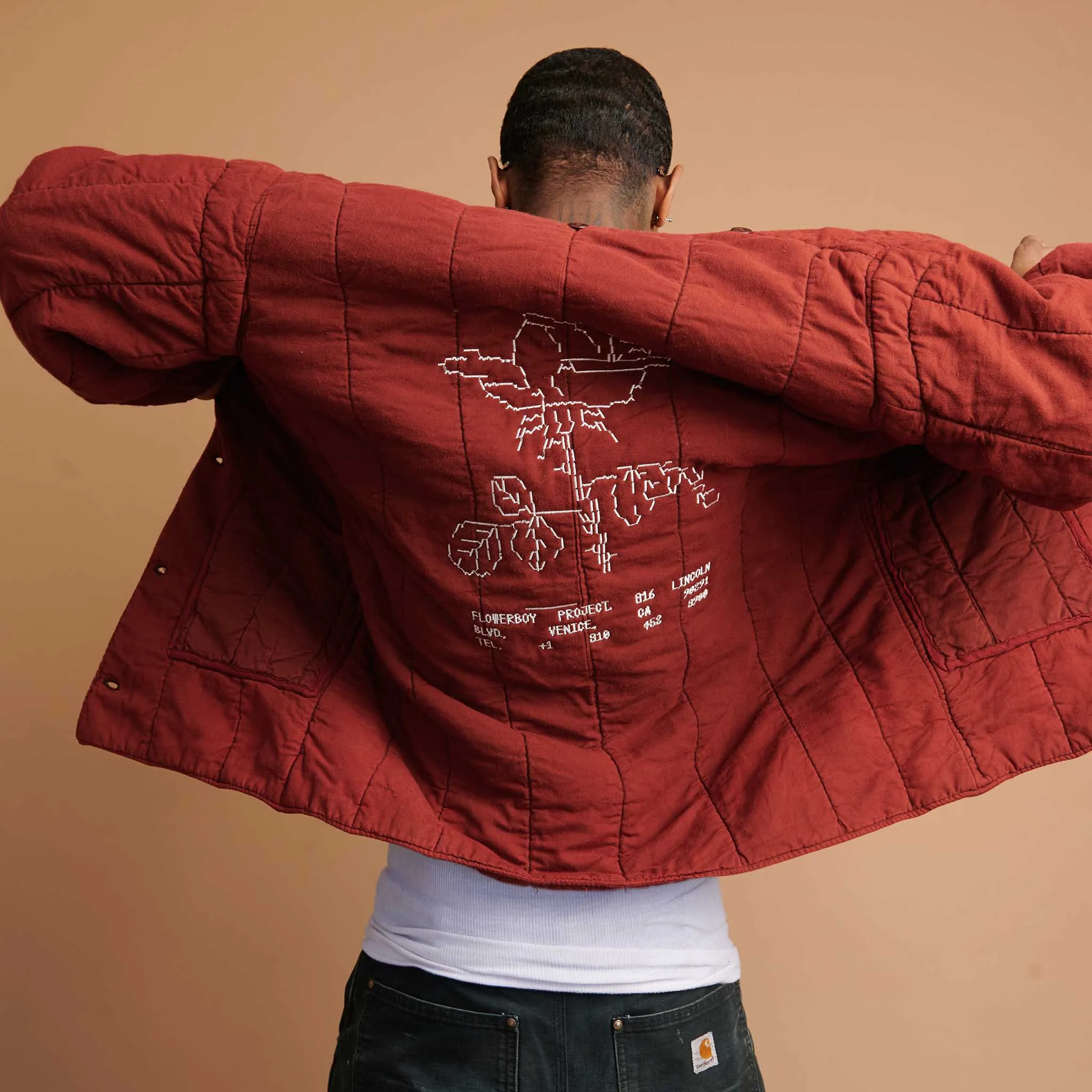 Flowerboy Project Vintage Quilted Long Liner | Burgundy