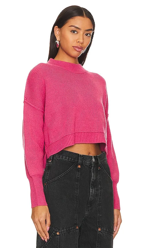 Free People Easy Street Crop Sweater in Fuchsia