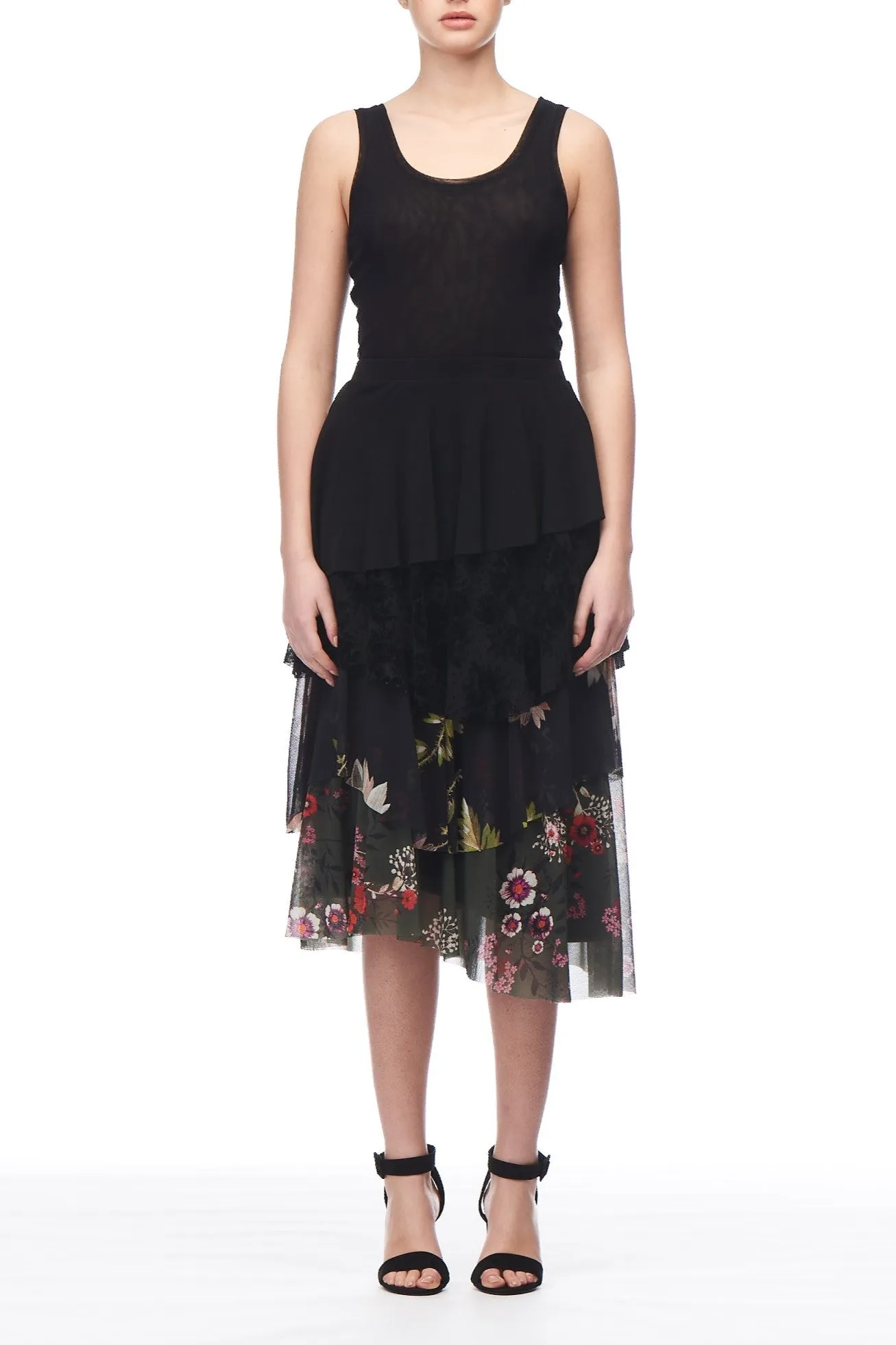 Fuzzi Woman Layered Floral Skirt