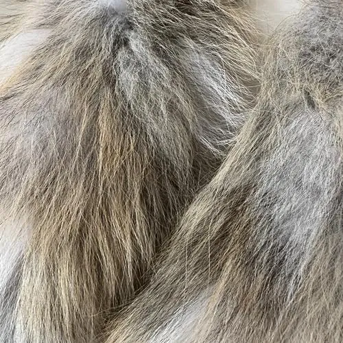 Grey Men Collar Fur fox for coat parka hood 75 cm (Grey)