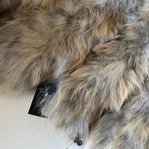 Grey Men Collar Fur fox for coat parka hood 75 cm (Grey)