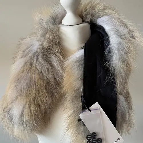 Grey Men Collar Fur fox for coat parka hood 75 cm (Grey)