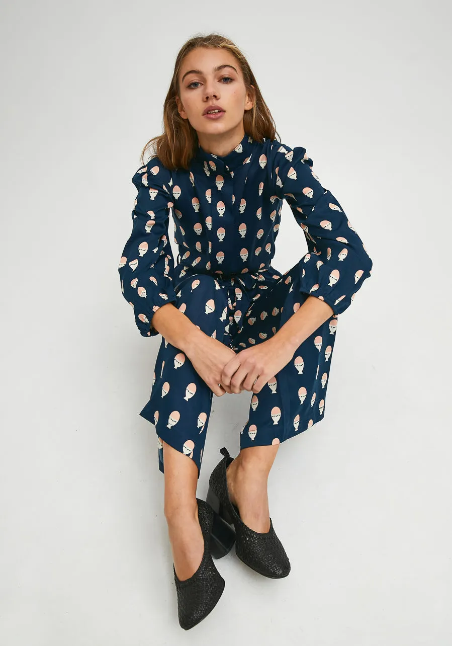 Hard-boiled egg print Long turtleneck jumpsuit by Compania Fantastica FA21SHE37