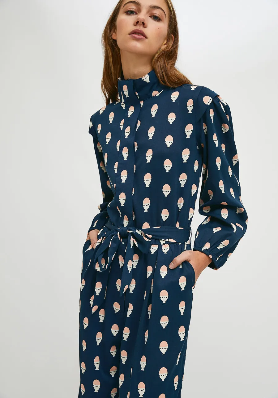 Hard-boiled egg print Long turtleneck jumpsuit by Compania Fantastica FA21SHE37