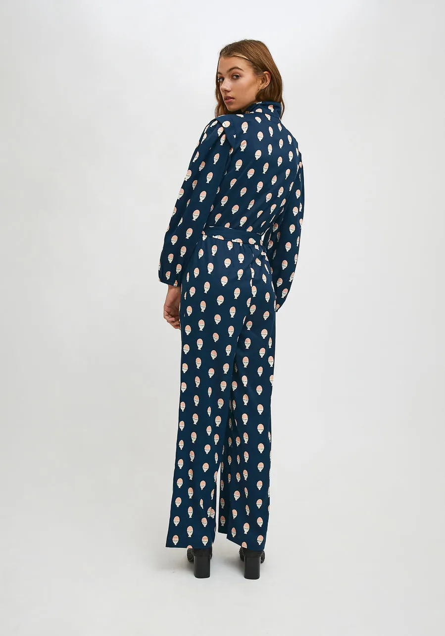 Hard-boiled egg print Long turtleneck jumpsuit by Compania Fantastica FA21SHE37