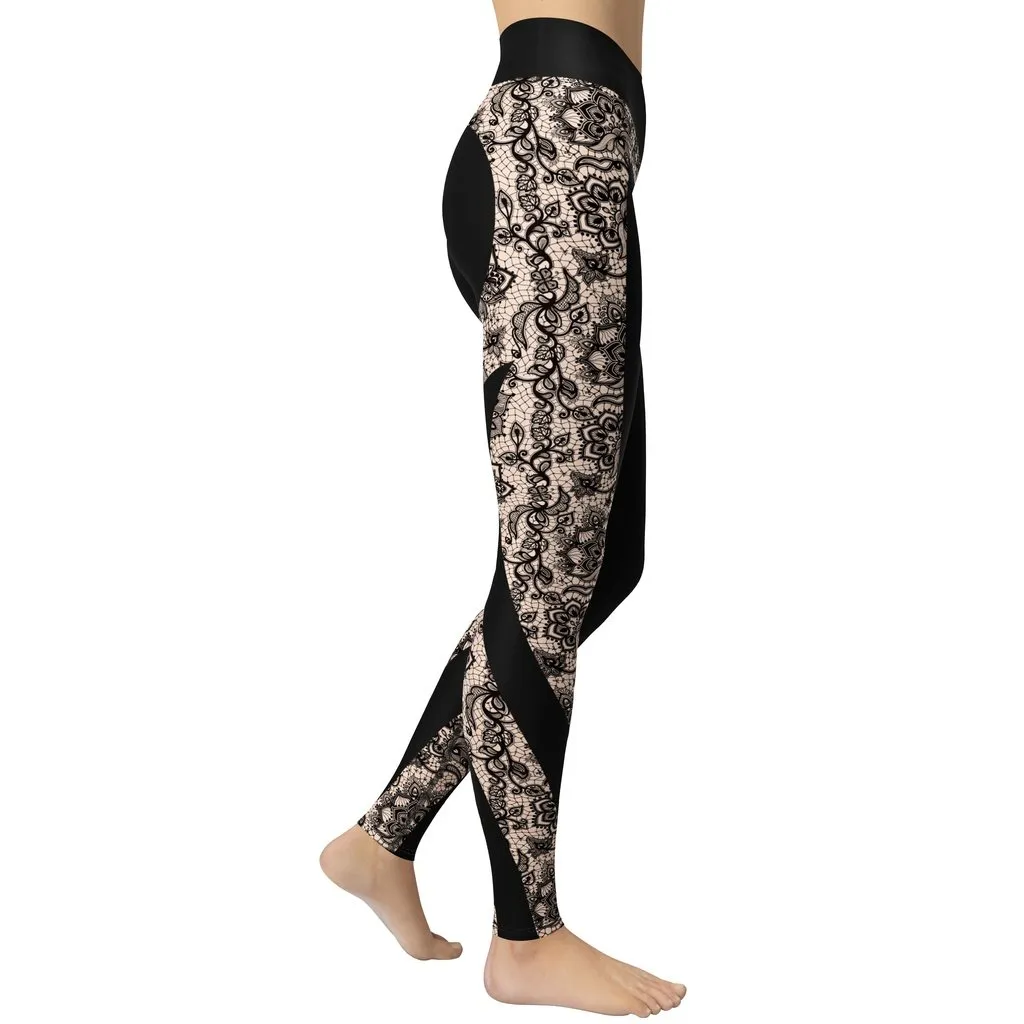 Heart Shaped Lace Yoga Leggings