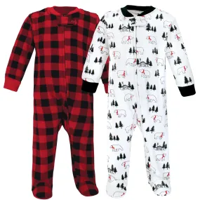 Hudson Baby Premium Quilted Zipper Sleep and Play, Buffalo Plaid Bear