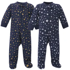Hudson Baby Premium Quilted Zipper Sleep and Play, Metallic Stars