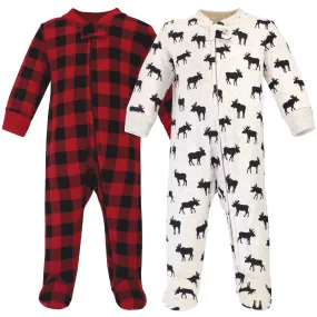Hudson Baby Premium Quilted Zipper Sleep and Play, Moose