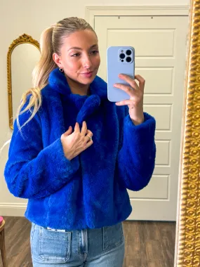 I Rock The Blue Short Faux Fur Coat