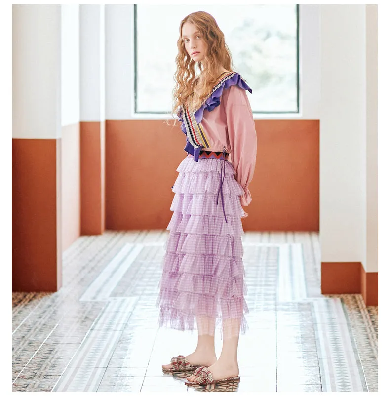 JAM PRINCESS EMBELLISHED TULLE FRILL LAYERED SKIRT