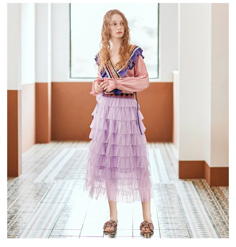 JAM PRINCESS EMBELLISHED TULLE FRILL LAYERED SKIRT