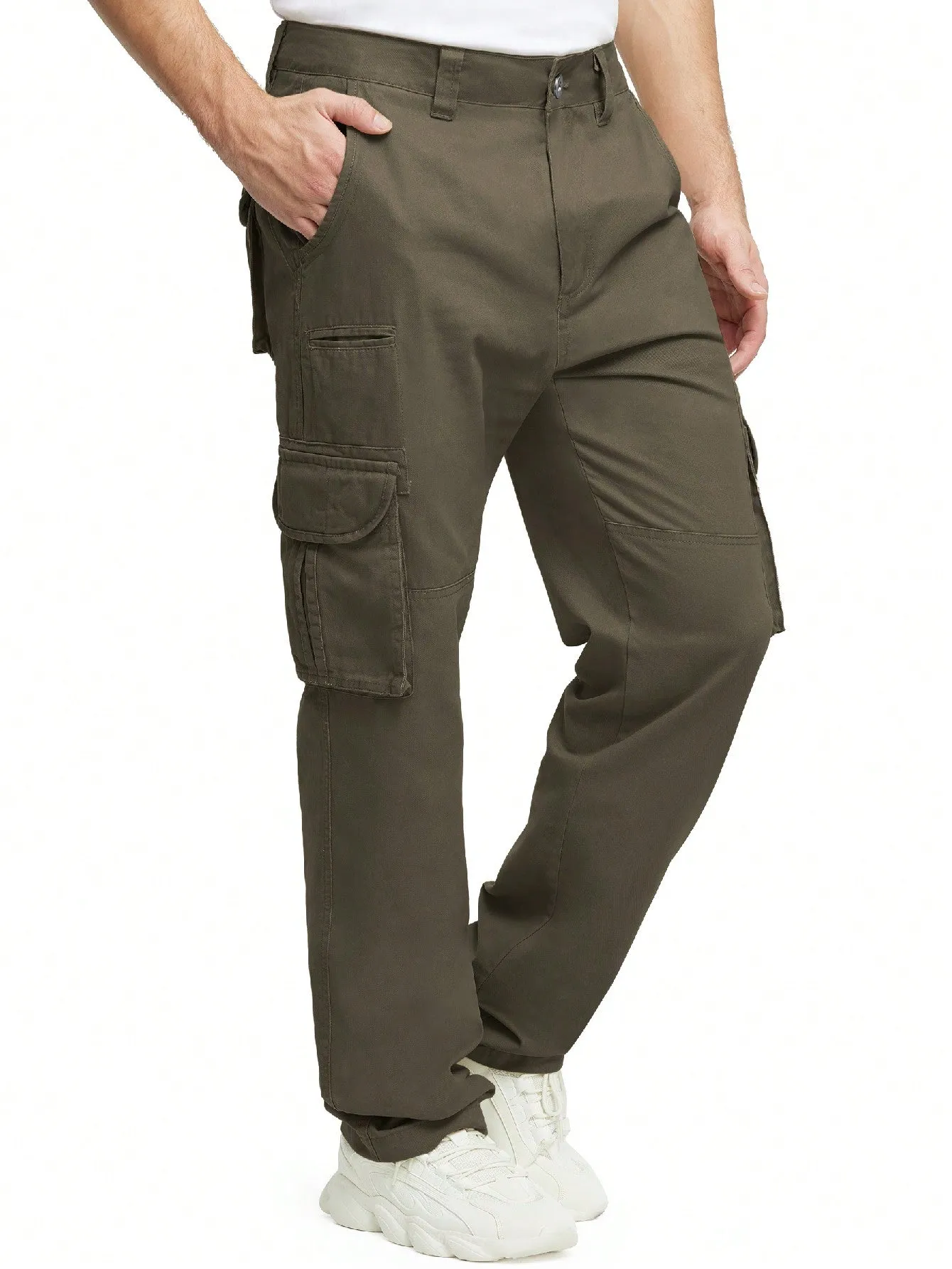 JAWERU Cargo Pants For Men Multi Pockets Mens Pants Classic Cotton Casual Work Hiking Relaxed Fit Chino Pants
