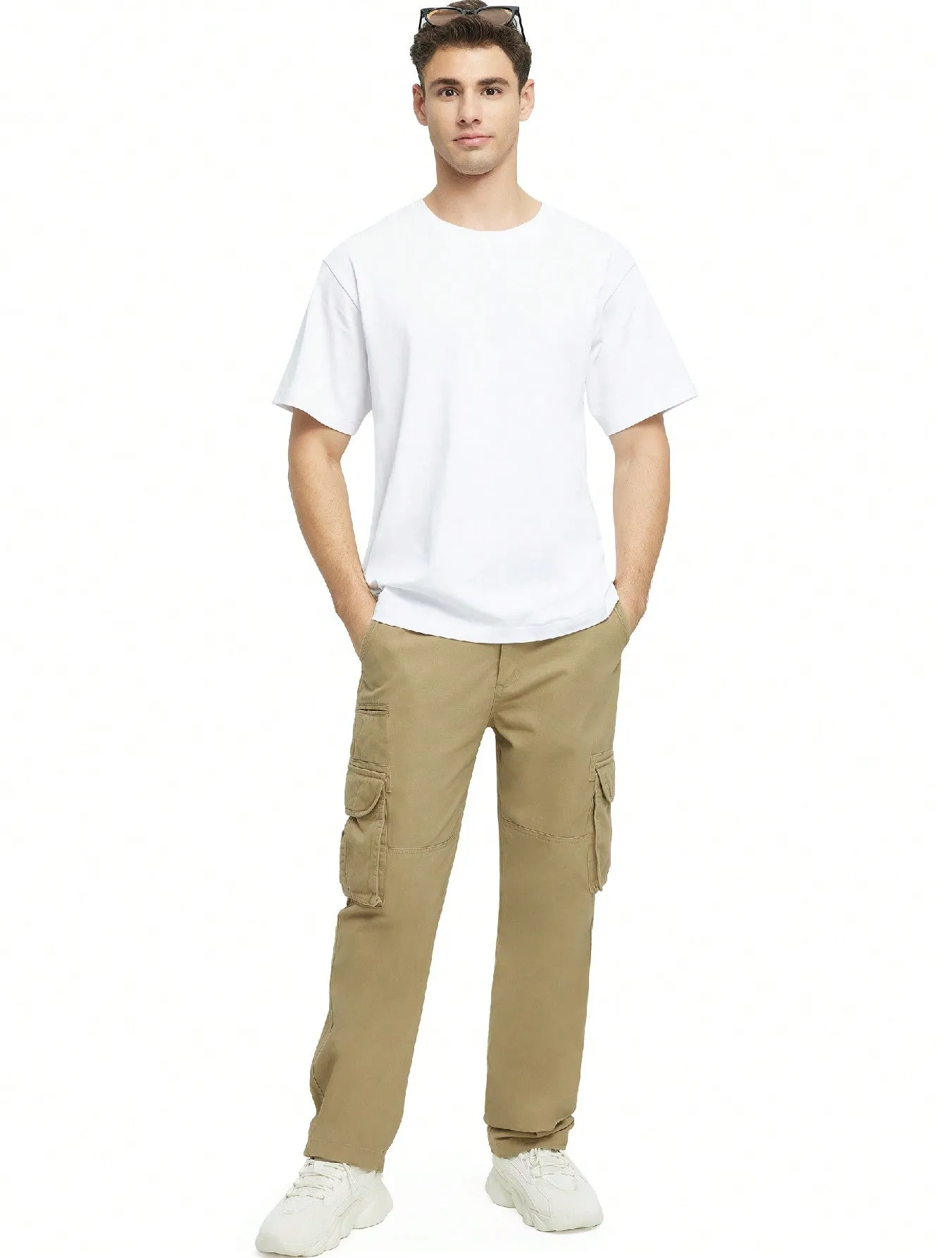 JAWERU Cargo Pants For Men Multi Pockets Mens Pants Classic Cotton Casual Work Hiking Relaxed Fit Chino Pants