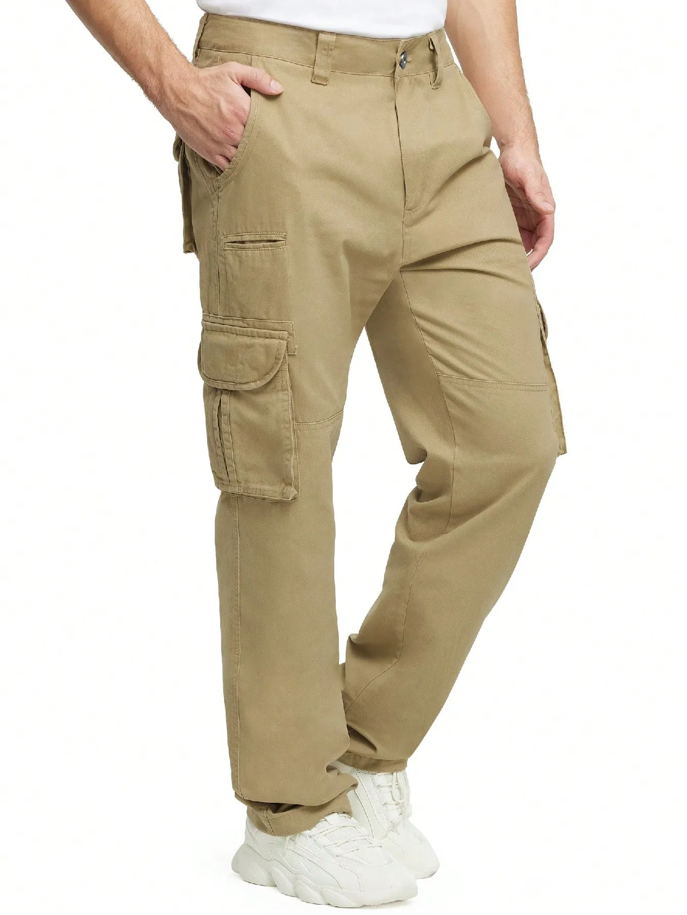 JAWERU Cargo Pants For Men Multi Pockets Mens Pants Classic Cotton Casual Work Hiking Relaxed Fit Chino Pants