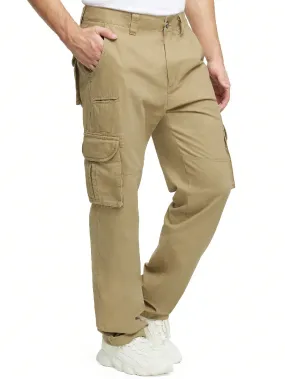 JAWERU Cargo Pants For Men Multi Pockets Mens Pants Classic Cotton Casual Work Hiking Relaxed Fit Chino Pants