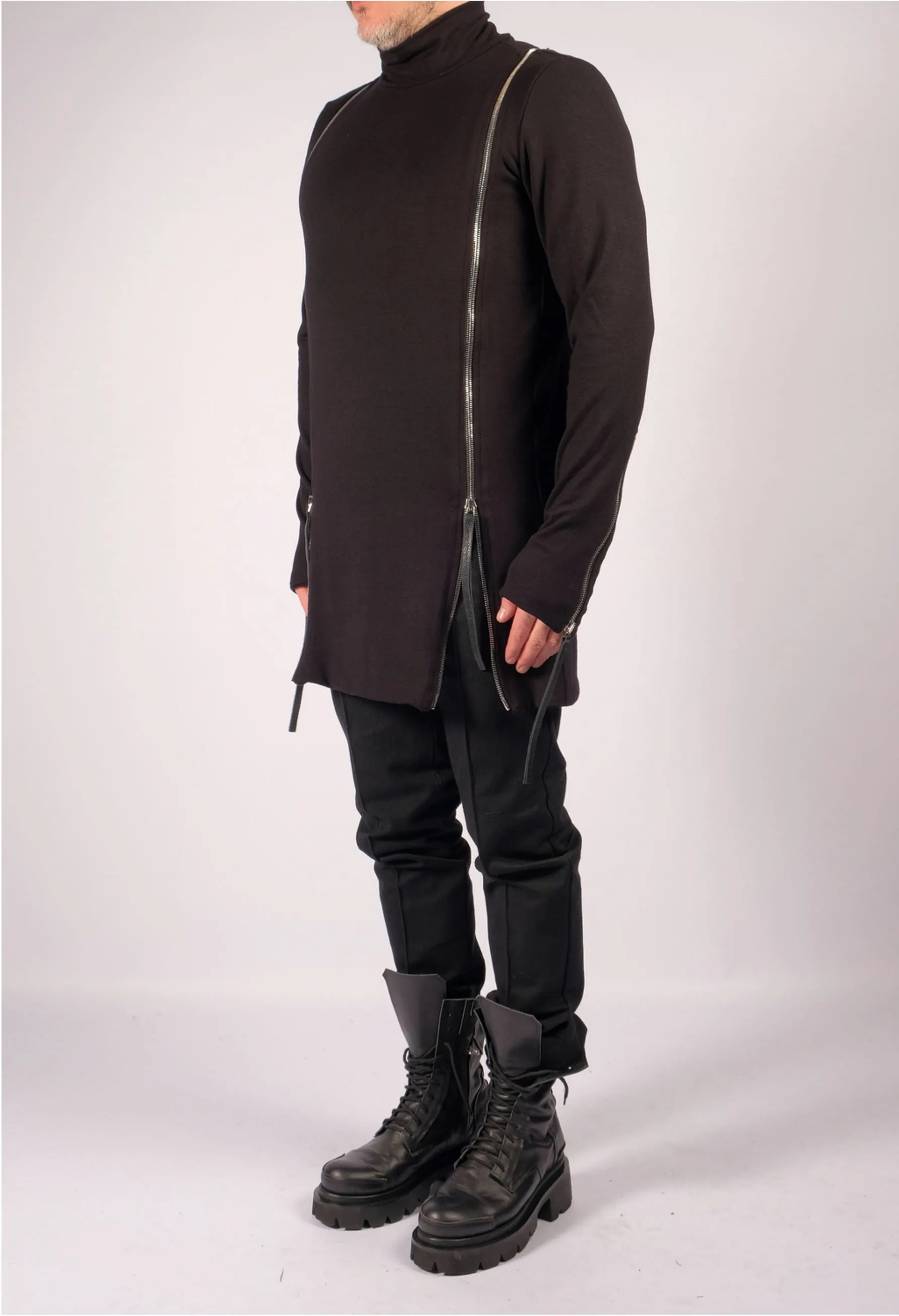 Jersey Turtleneck with Sleeve Detail