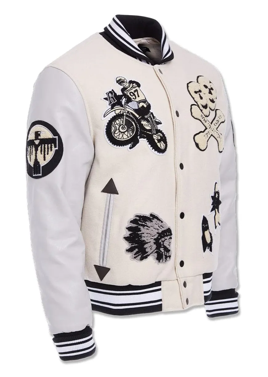 JORDAN CRAIG RAIDERS VARSITY JACKET (BONE)