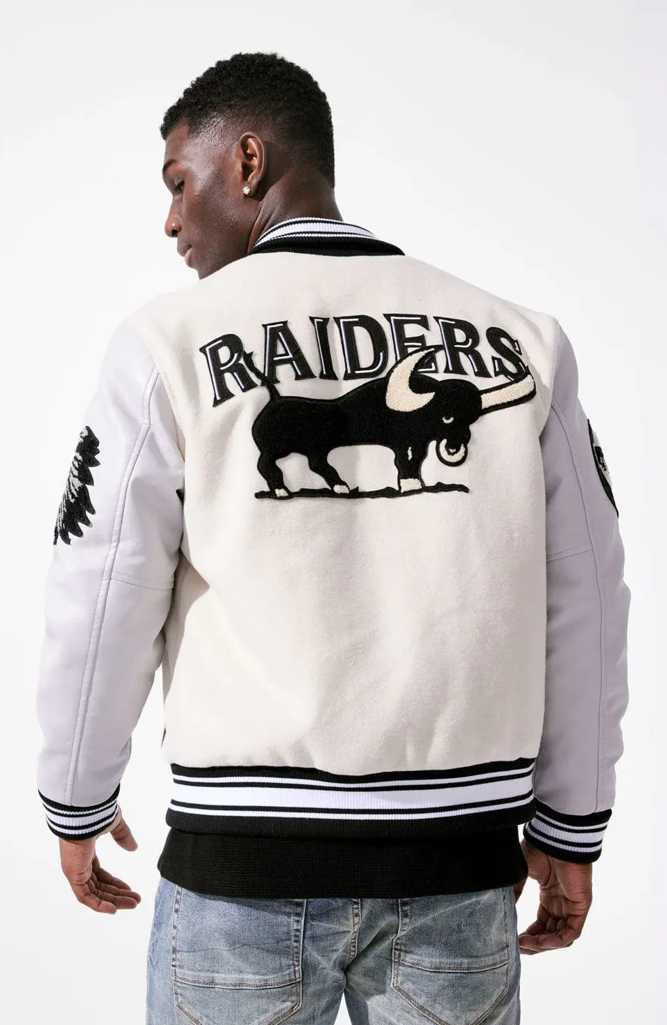 JORDAN CRAIG RAIDERS VARSITY JACKET (BONE)