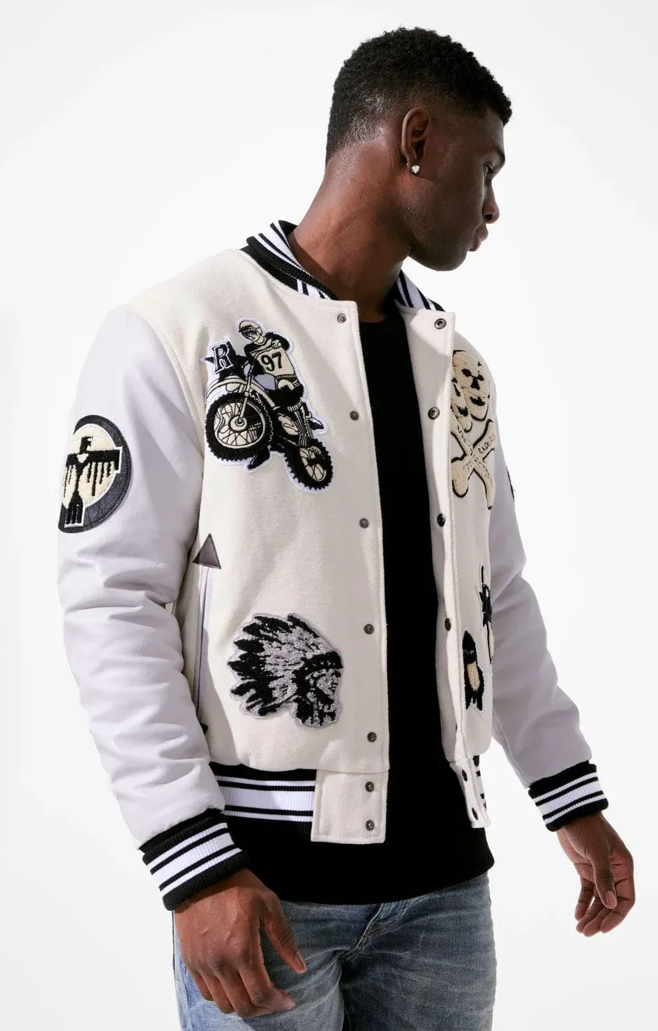 JORDAN CRAIG RAIDERS VARSITY JACKET (BONE)