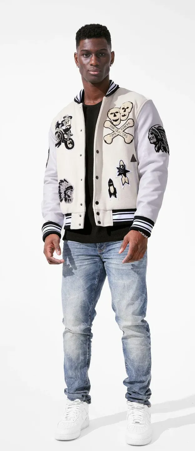 JORDAN CRAIG RAIDERS VARSITY JACKET (BONE)