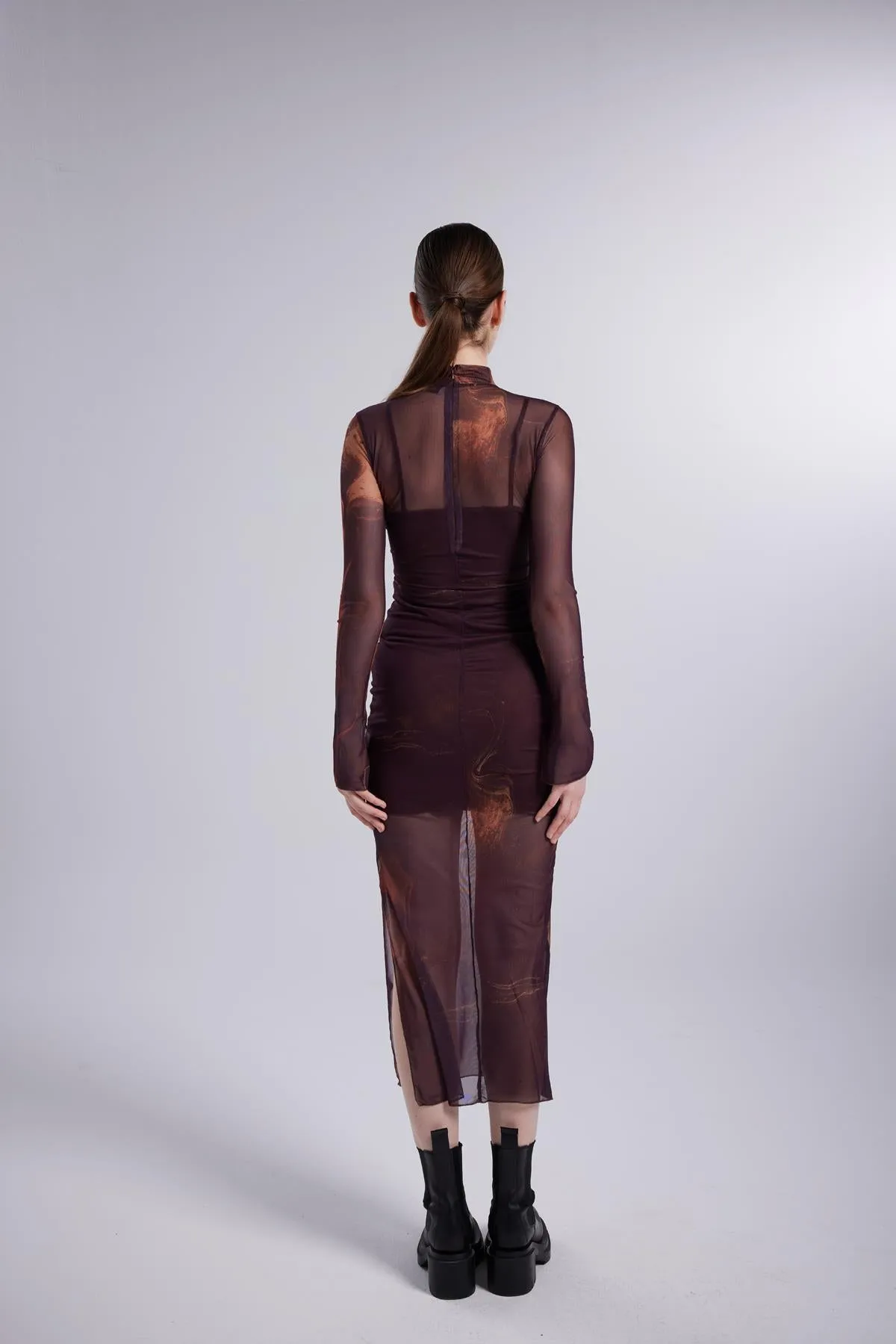 Kamille Tulle Long Dress Brown