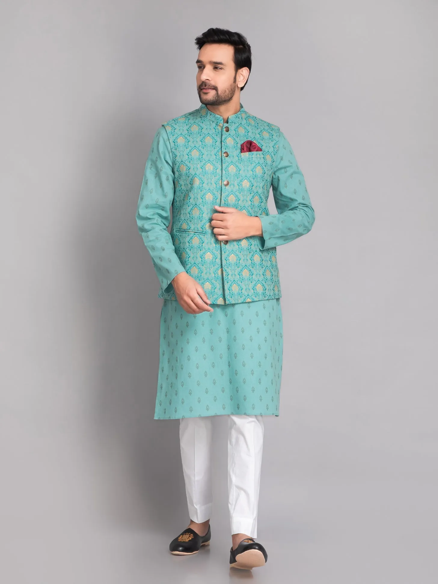 KHADI LINEN GLOSS PRINTED JACKET