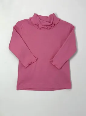 Knit Interlock Lettuce Edge Turtleneck - Light Bubblegum