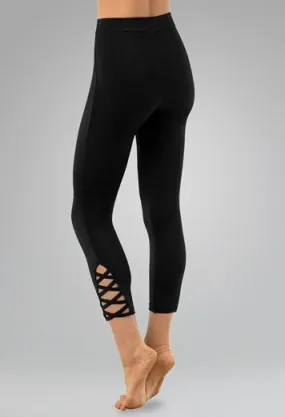 Lattice Hem Cropped Leggings
