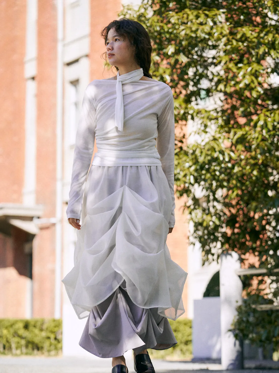 layered sheer pick skirt