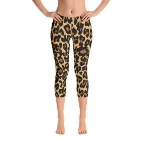 Leopard Print, Printed Yoga Leggings, Sexy Cheetah, Animal Print Capri Ankle Length Leggings
