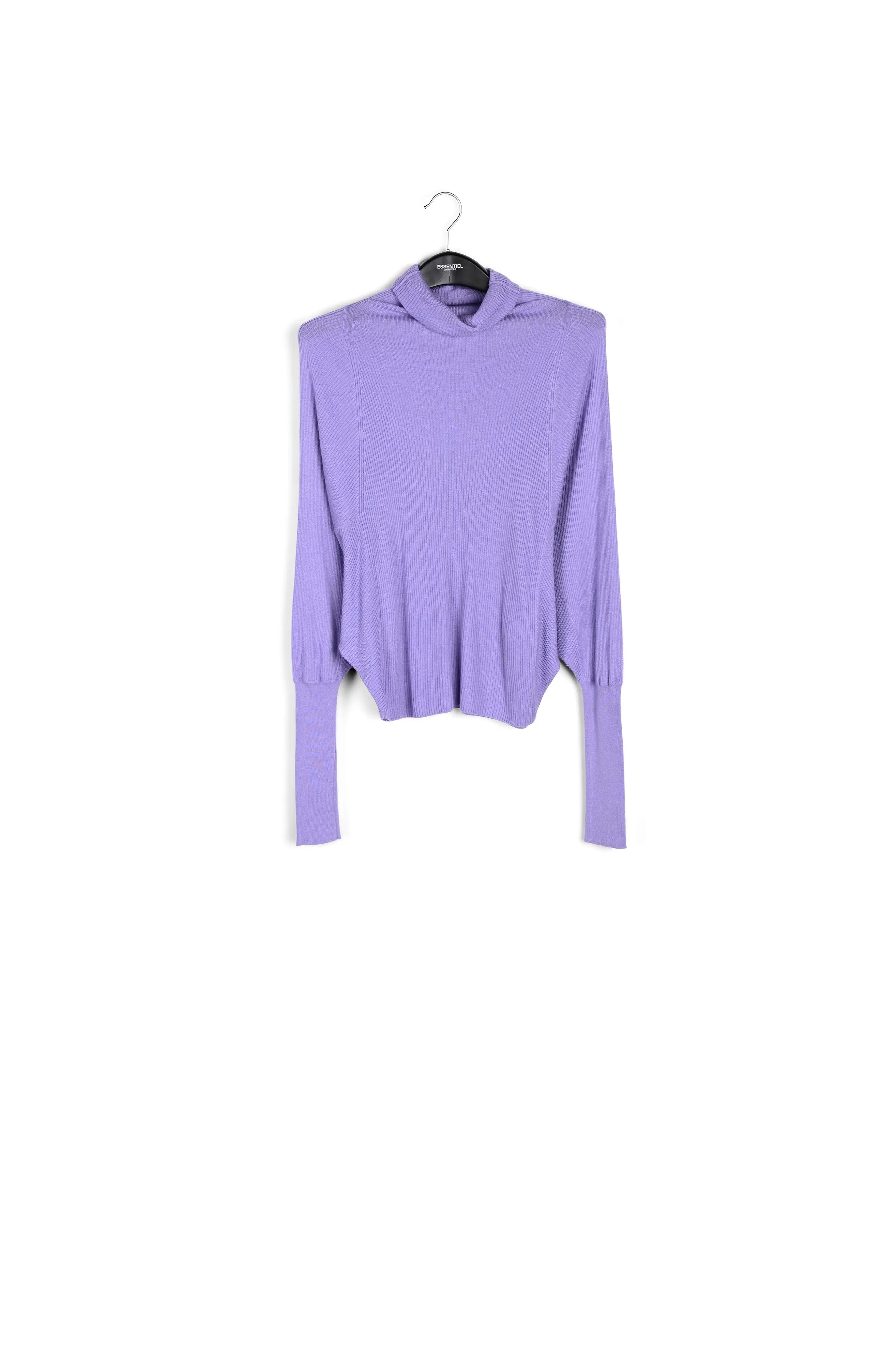 Lilac batwing-sleeve turtleneck sweater