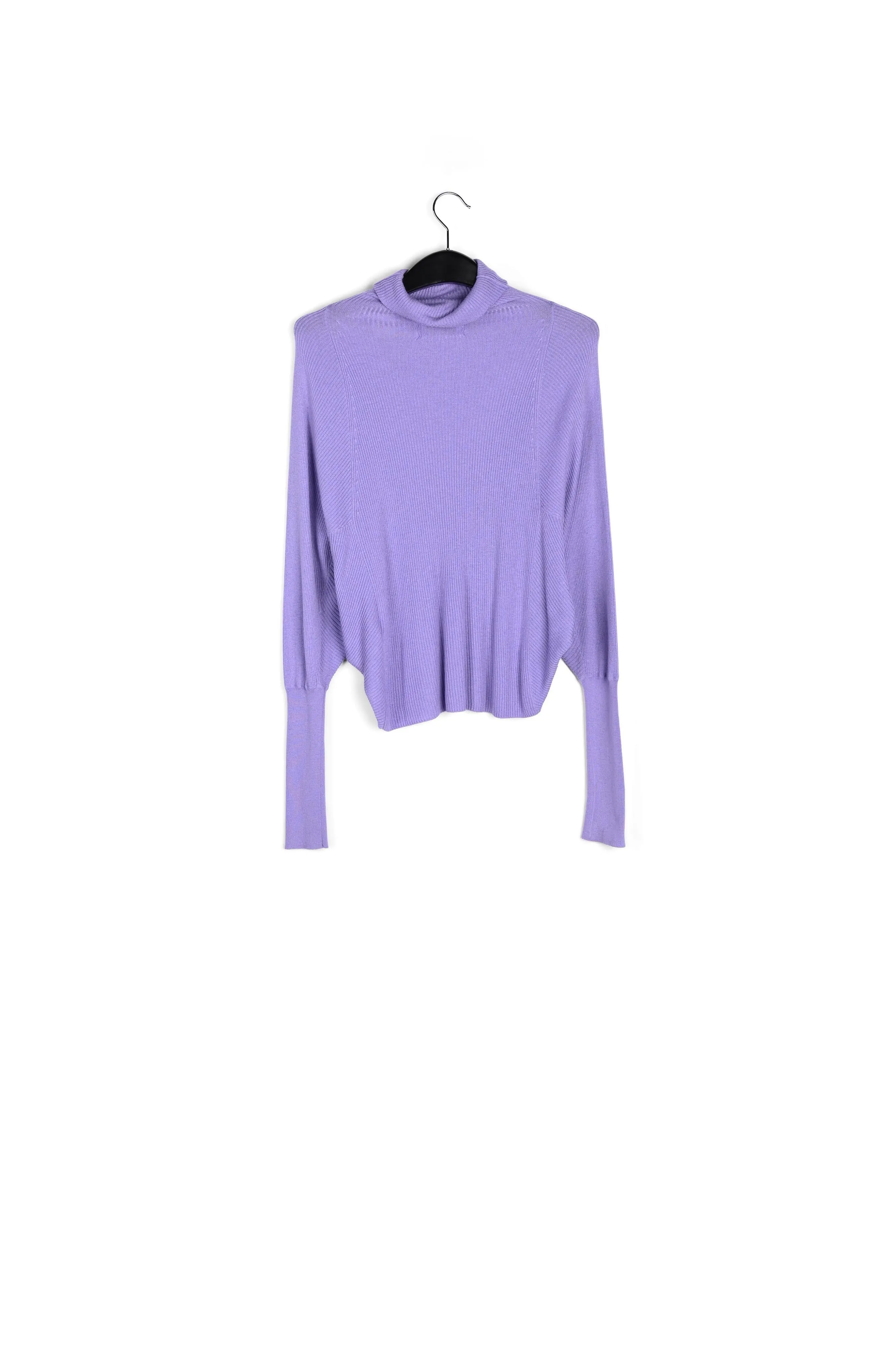 Lilac batwing-sleeve turtleneck sweater