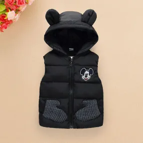 LU Knitted Pocket Micky Black Sleeveless Puffer Jacket 9952