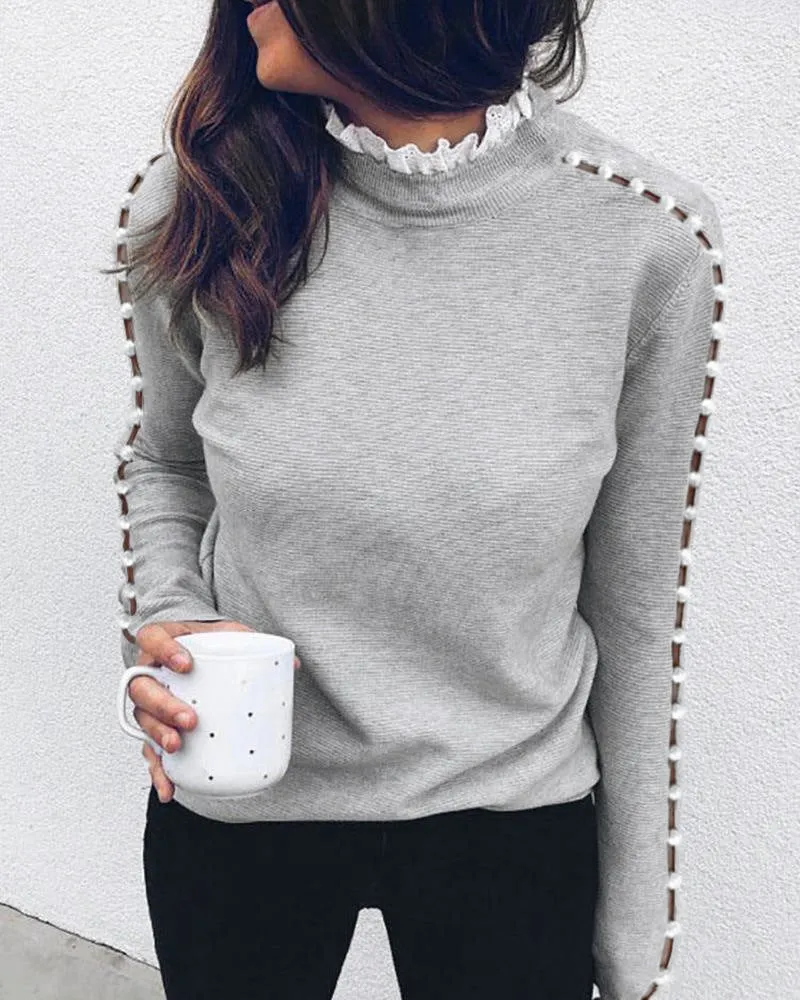 Luna Women's Pearl Hollow On Long Sleeve Top