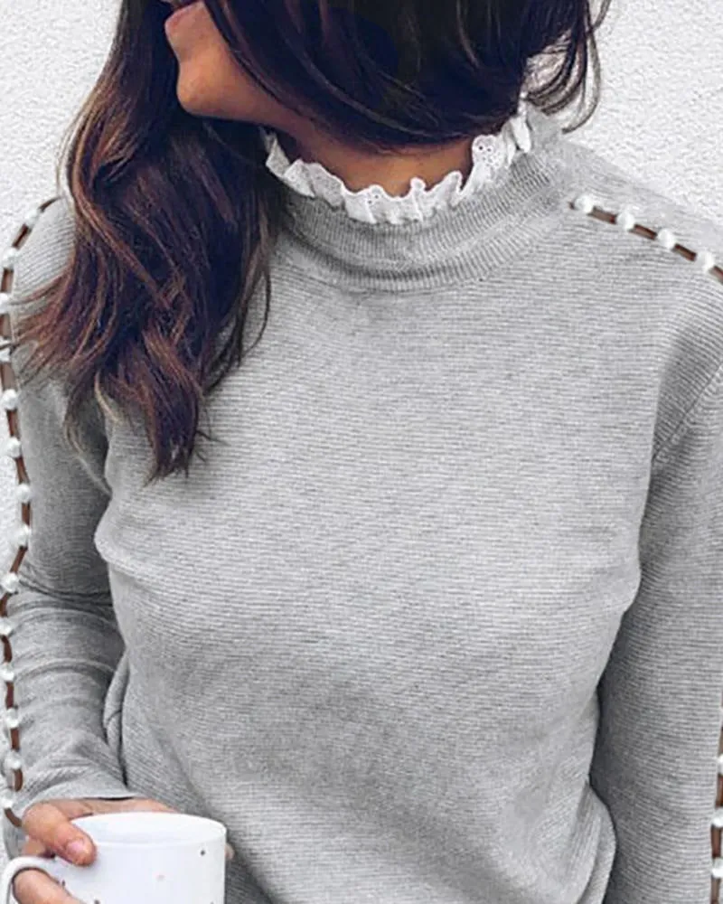 Luna Women's Pearl Hollow On Long Sleeve Top