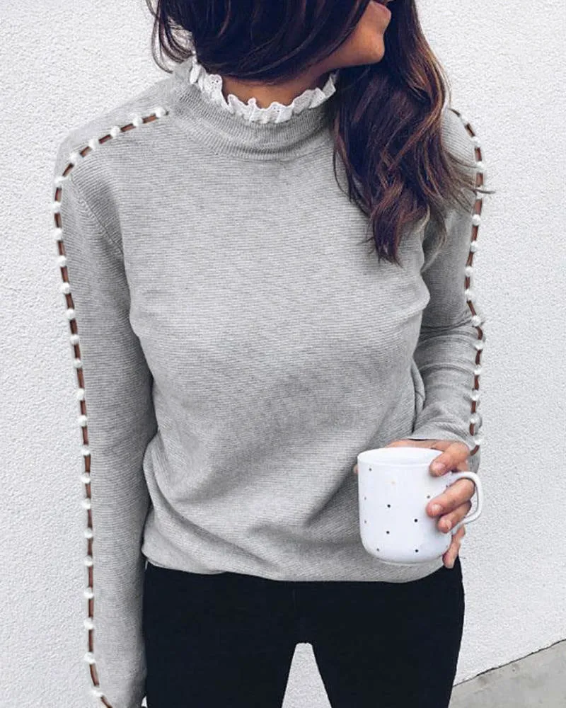 Luna Women's Pearl Hollow On Long Sleeve Top