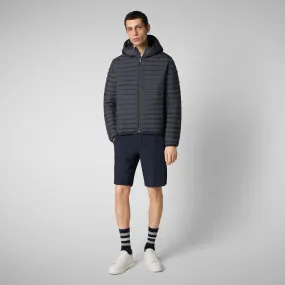 Man's  hooded animal free puffer jacket cael in grey black