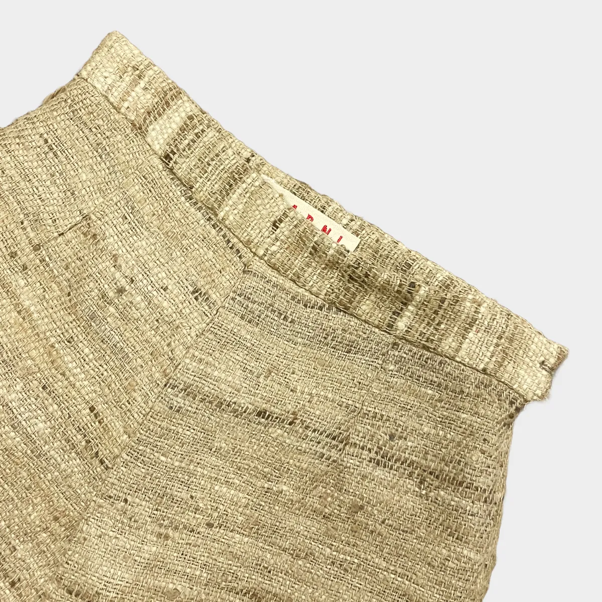 MARNI beige and green flower print silk tweed double layered skirt