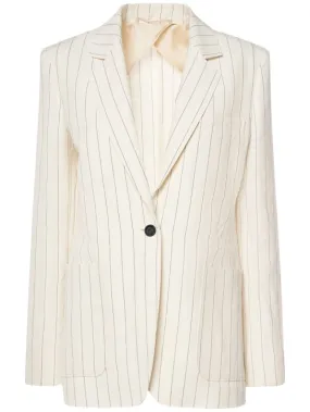 Max Mara   Cotton &amp; linen pinstriped jacket 