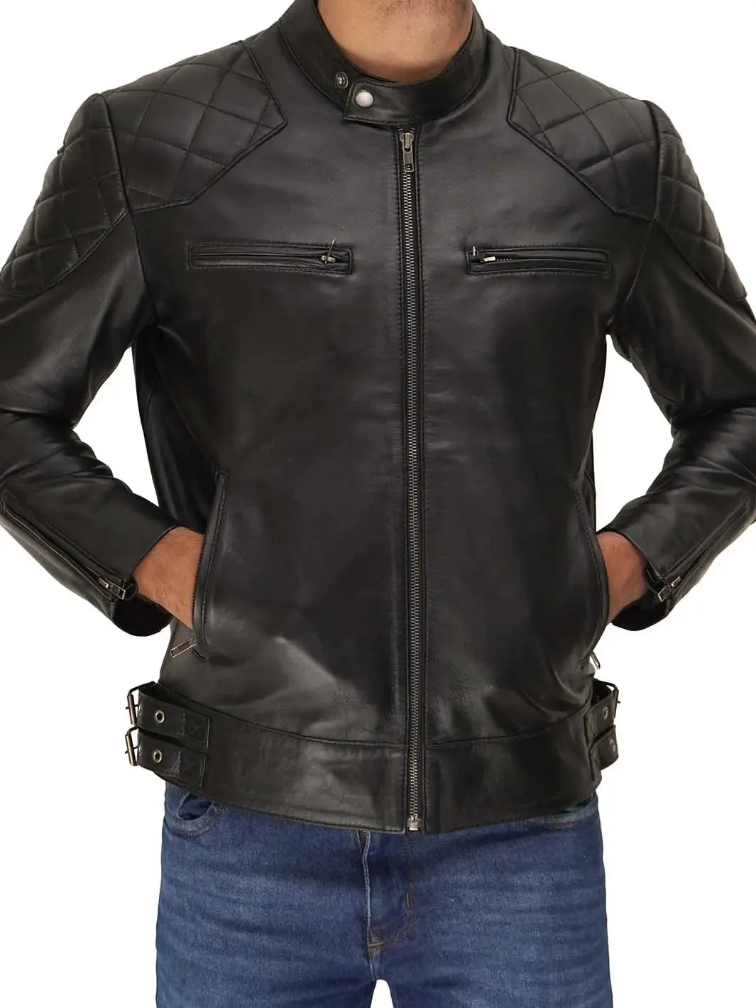 Mens Black Quilted David Beckham's Leather Jacket
