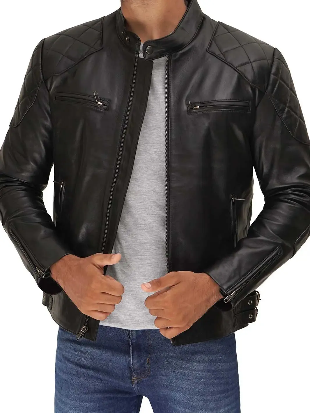 Mens Black Quilted David Beckham's Leather Jacket