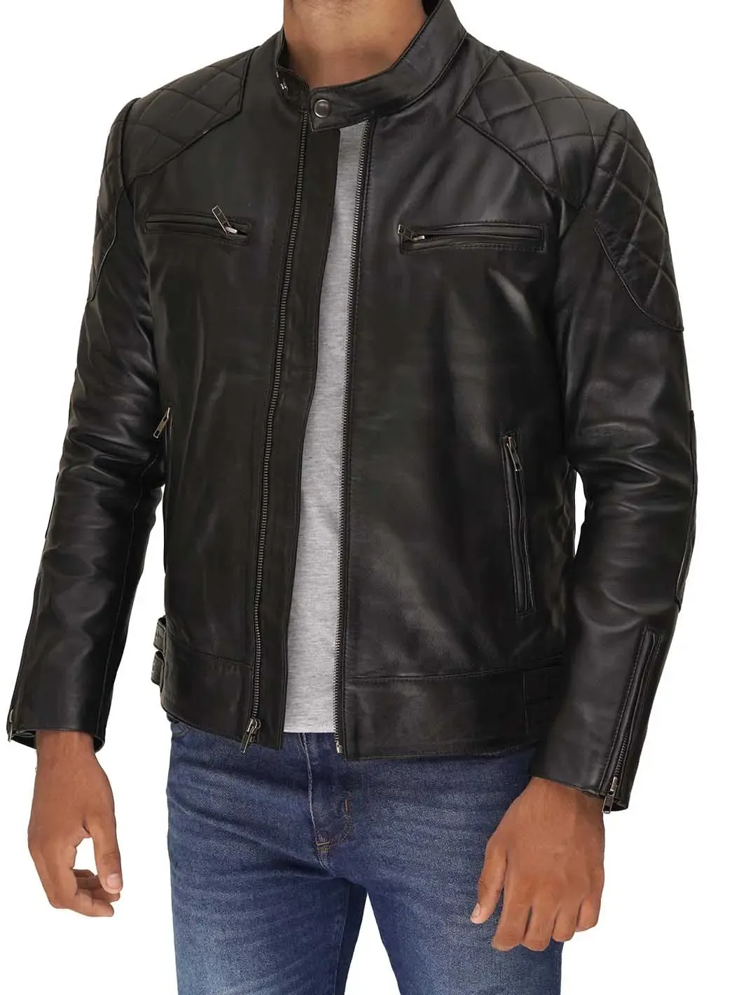 Mens Black Quilted David Beckham's Leather Jacket