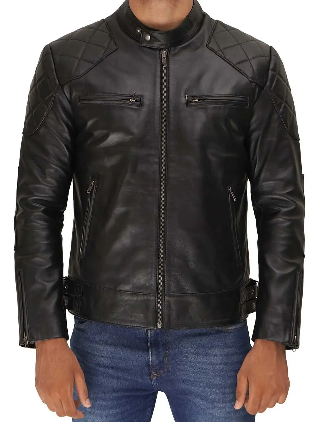 Mens Black Quilted David Beckham's Leather Jacket