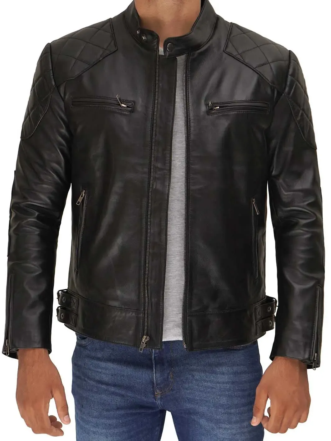 Mens Black Quilted David Beckham's Leather Jacket