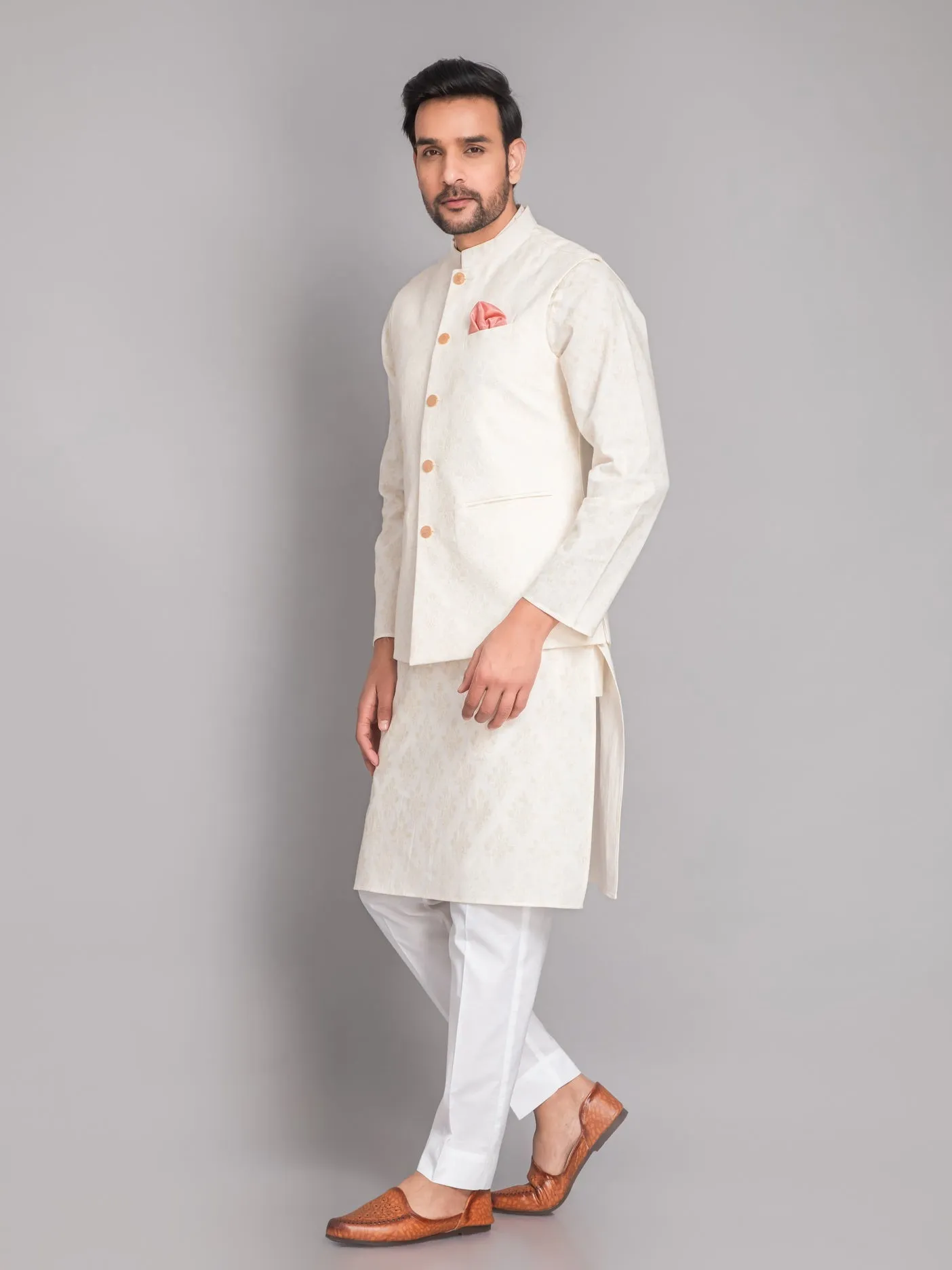 MENS KHADI LINEN PRINTED JACKET