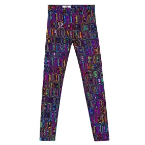 Men's Leggings, Multicolor, Purple Laquer, Rave Pants, Festival Tights, Gym Leggings, Wrestling Pants, Unusual Gifts for Him, Yoga Leggings