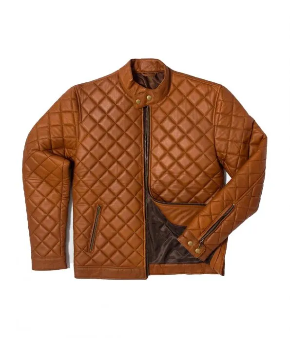 Men's Slim-Fit Quilted Biker Jacket