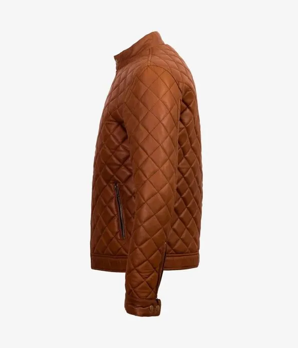 Men's Slim-Fit Quilted Biker Jacket