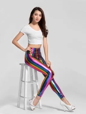 Metallic Rainbow Print Leggings